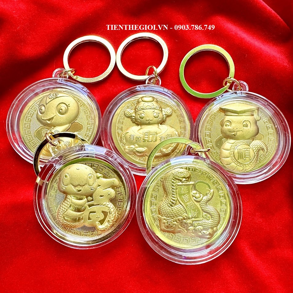 Móc Khóa Đồng Xu Con Rắn Cute